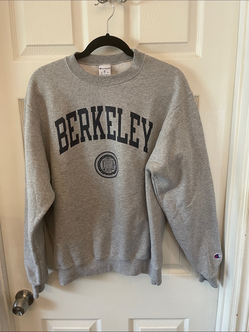 Berkeley Champion Gray Crewneck Sweatshirt with Navy Print